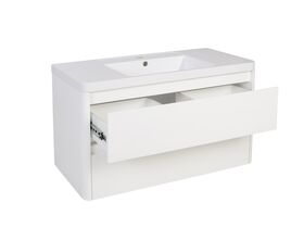 Posh Solus 900mm Wall Hung Vanity Unit 2 Drawer 1 Taphole with Overflow