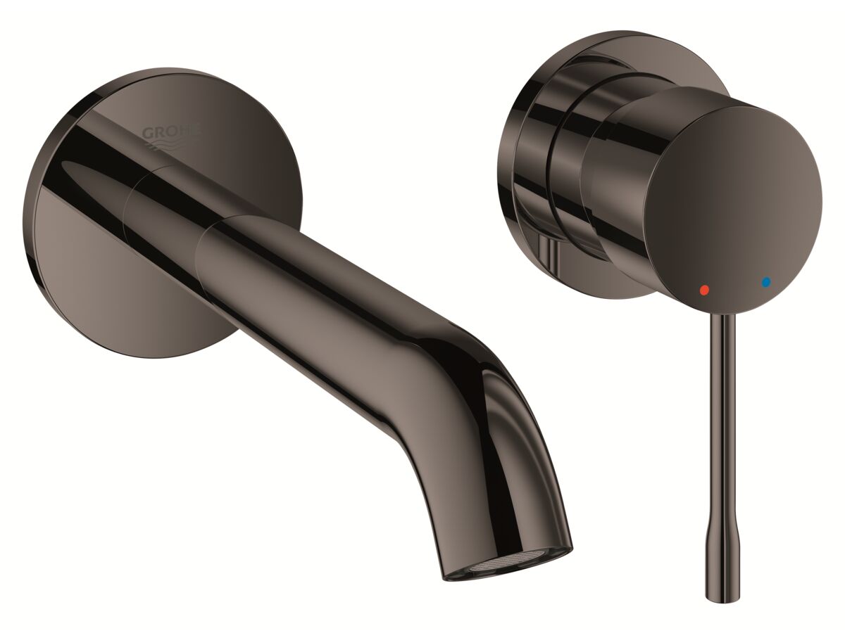 GROHE Essence New Wall Basin Mixer Tap Set 180mm Hard Graphite (5 Star