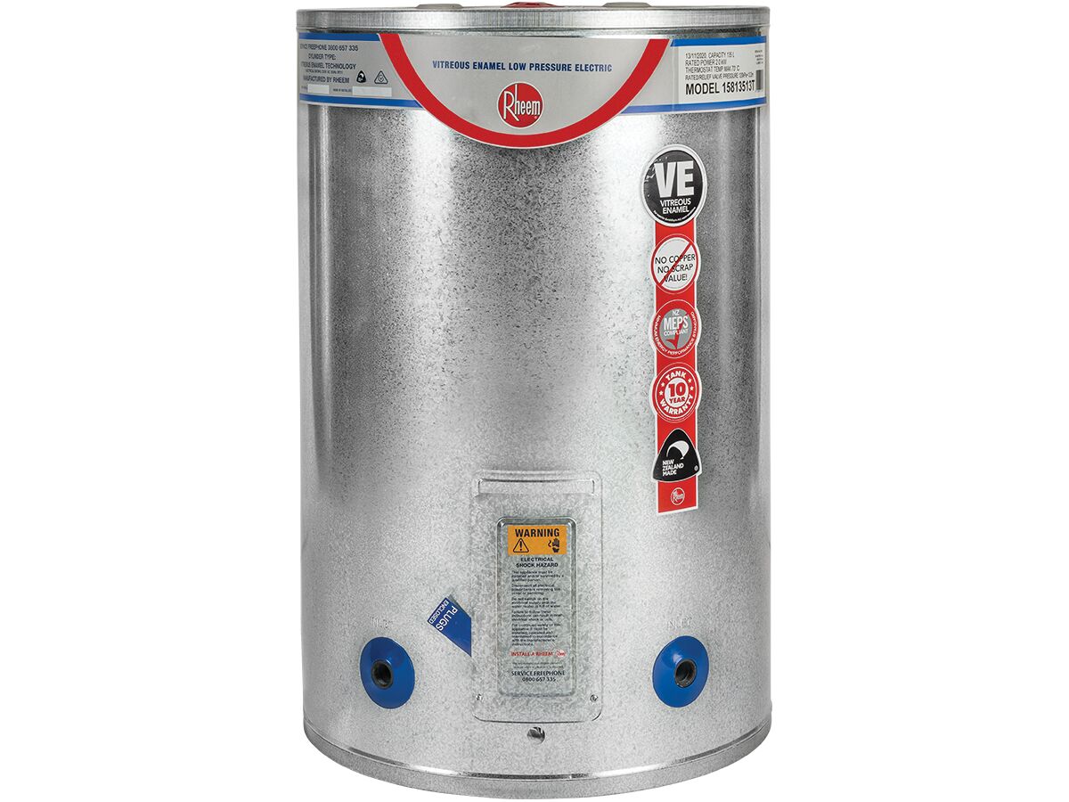 Rheem Low Pressure Vitreous Enamel 135 Litre 580X886H 2kW Triple Inlet