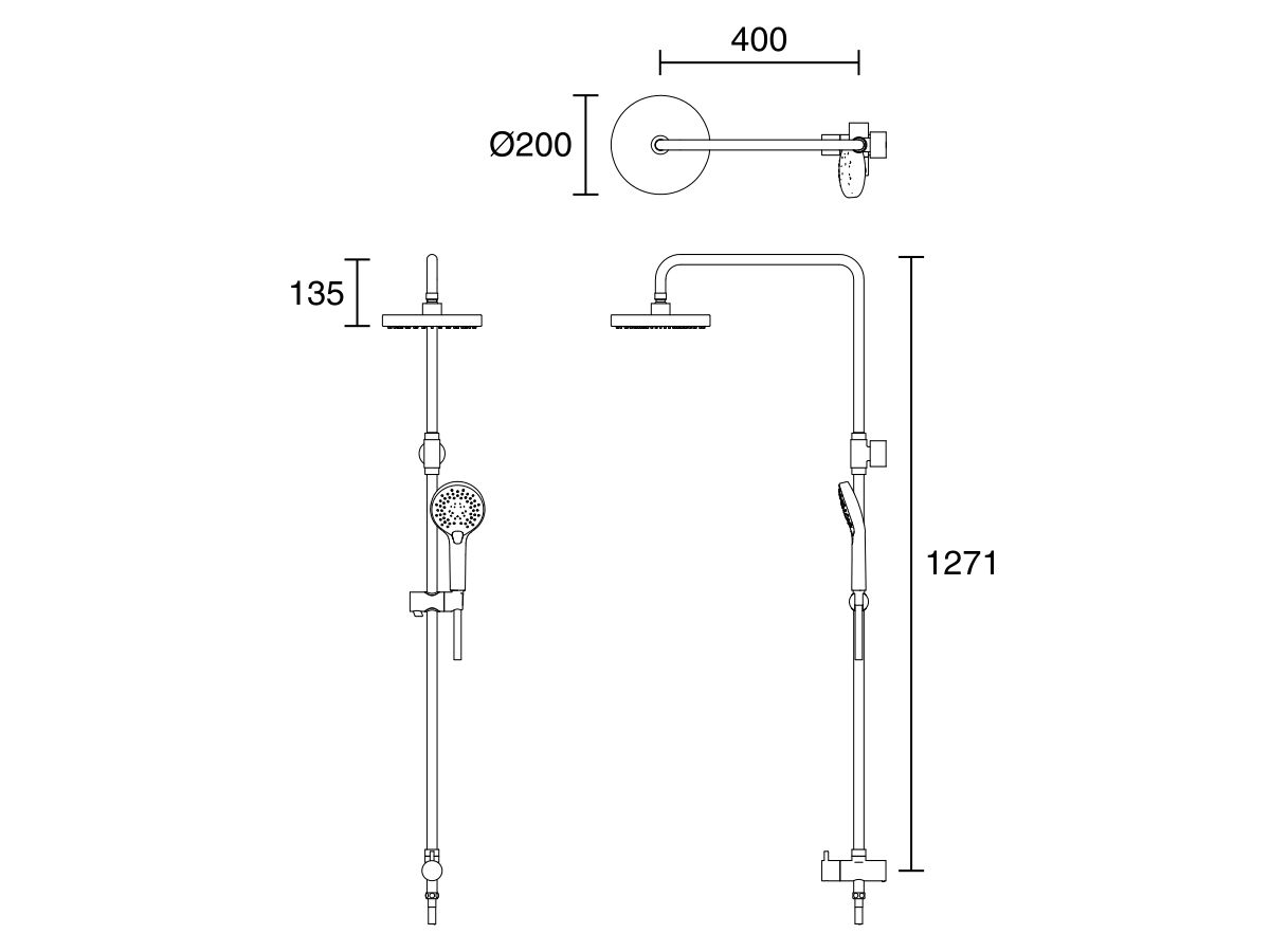 American Standard Twin Shower Round 3 Function Chrome (3 Star