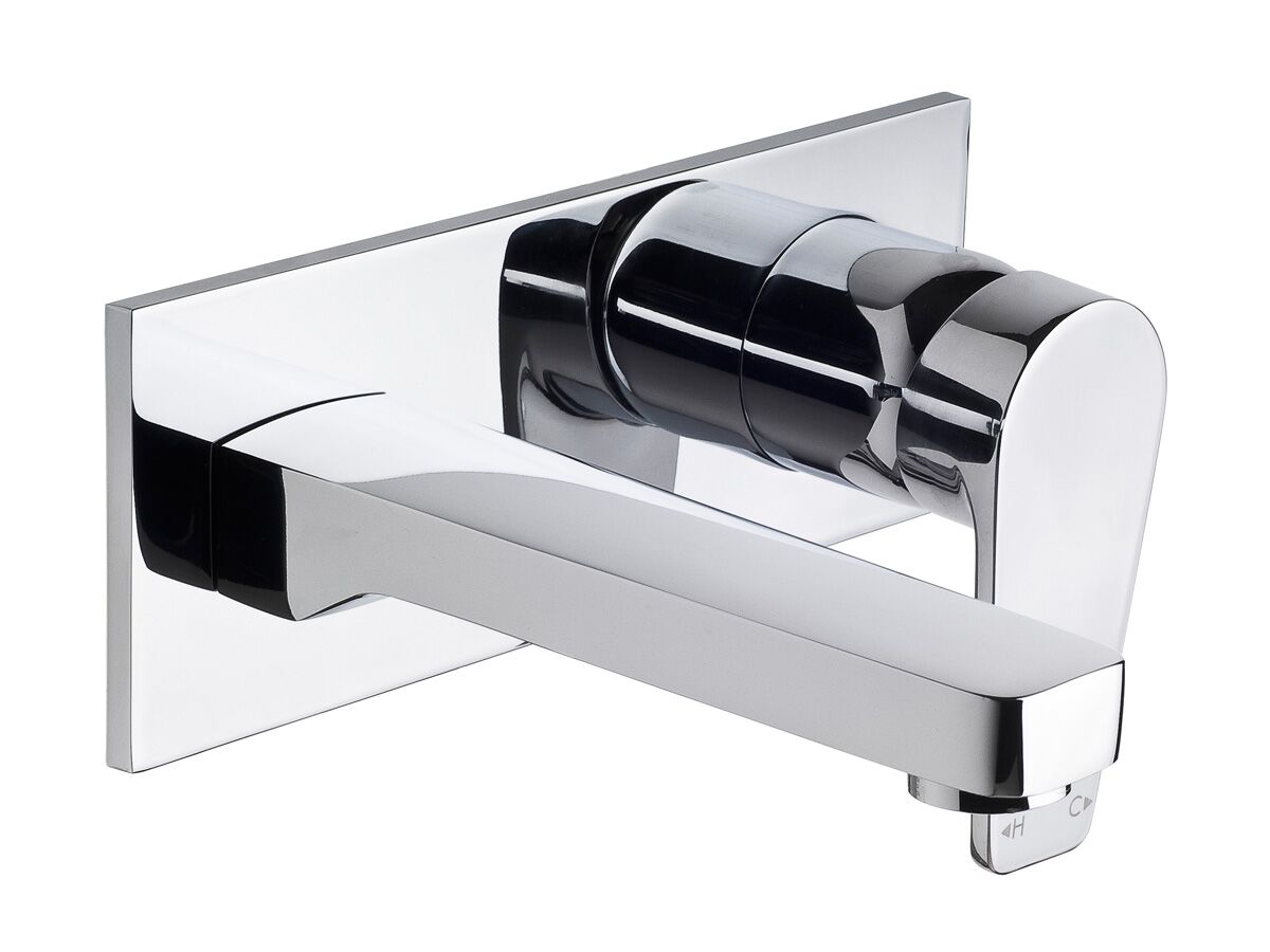 Yeva Wall Basin Mixer Tap Set with 150mm Outlet Horizontal Plate Chrome (6 Star) from Reece